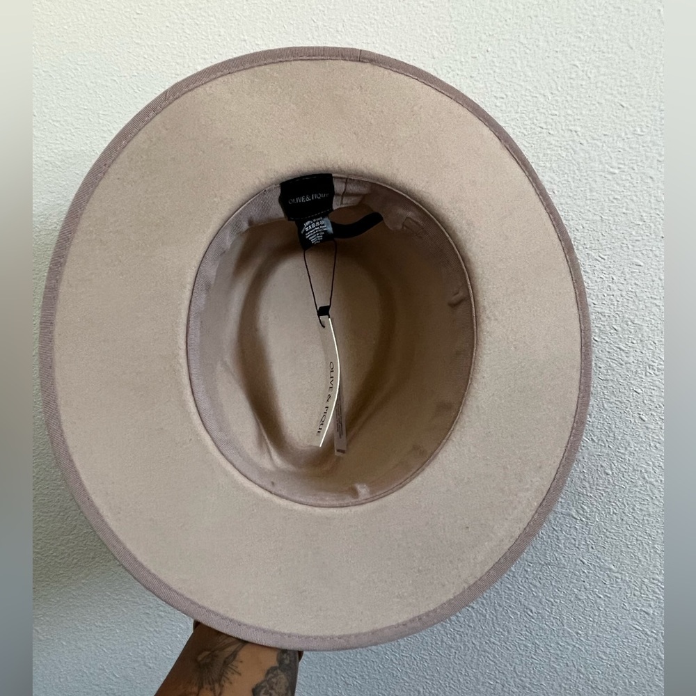 Pink Fedora style hat with ribbon trim